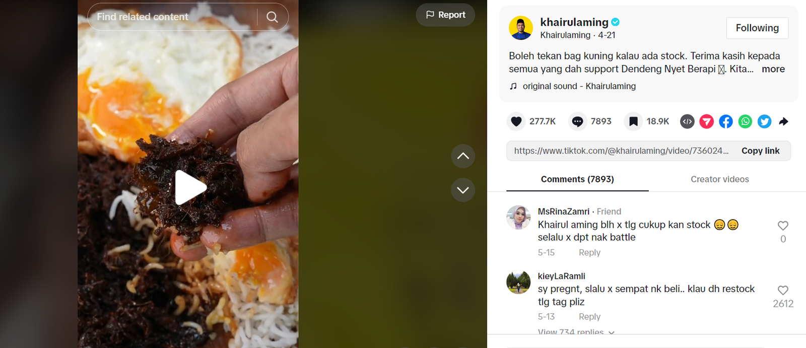 Alah, Khairul Aming suruh tekan bag kuning lagi